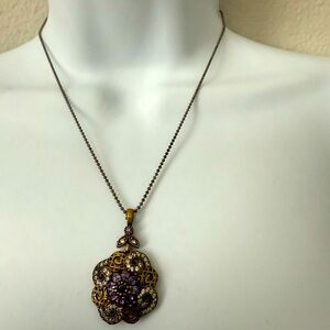 Elegant Gold and Purple Pendant Necklace
